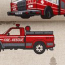 Taschen/Dekostoff in Leinenoptik mit Feuerwehrautos 789172 , 200g/m²