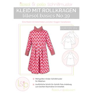 Papierschnittmuster lillesol basics No.39 Kleid mit Rollkragen * mit Video-Nähanleitung *, Gr. 80-164