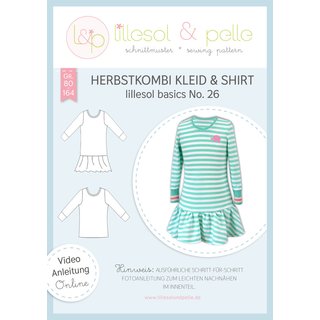 Papierschnittmuster lillesol basics No.26 Herbstkombi Kleid & Shirt *mit Video-Anleitung*, Gr. 80-164