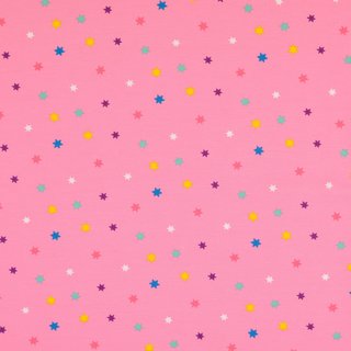 Jersey - Sterne bunt auf rosa, 1330440003, 200g/m²