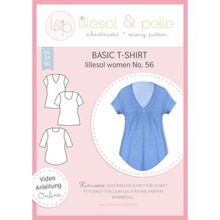 Papierschnittmuster lillesol women No.56 Basic T-Shirt *mit Video-Nähanleitung*, Gr. 34-50