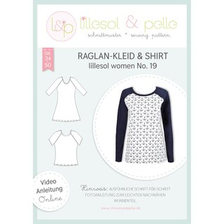Papierschnittmuster lillesol women No.19 Raglan-Kleid & Shirt * mit Video-Nähanleitung *, Gr. 34-50