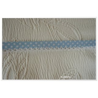 Schrägband mit Häkelborte, Punkte, hellblau, 3m-Stück