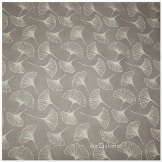 beschichtete Baumwolle mit Ginkgoblättern, grau, 650408.5002, 180g/m²