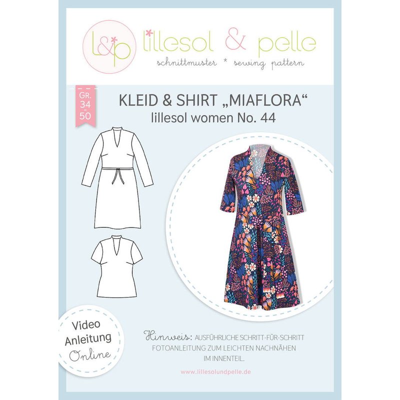 Papierschnittmuster lillesol women No. 44  Kleid & Shirt Miaflora* mit Video-Nähanleitung *, Gr. 34-50