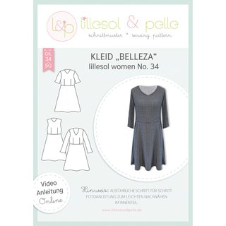 Papierschnittmuster lillesol women No.34 Kleid Belleza * mit Video-Nähanleitung *, Gr. 34-50