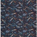 bedruckte Baumwolle mit Raketen, Weltall, Kim, 672599, RESTST&Uuml;CK 65 cm