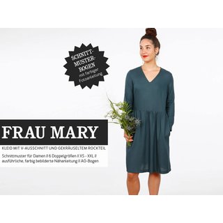 FRAU MARY • Kleid mit V-Ausschnitt, Gr. XS-XXL, Studio Schnittreif, PAPIERSCHNITT