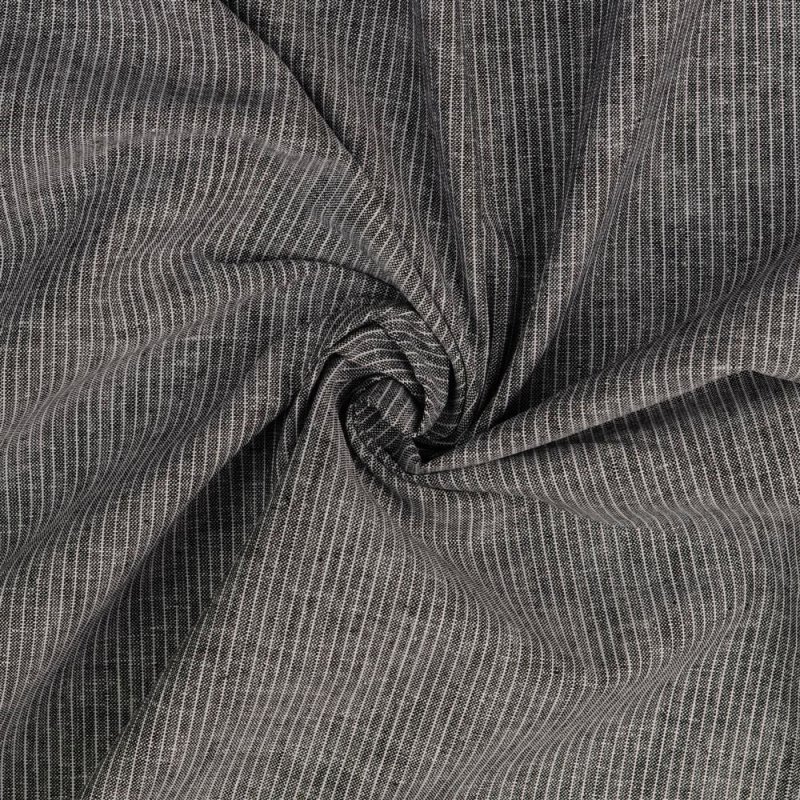 Leinen-Baumwoll Druck mit schmalen Streifen, schwarz, 129442.5001, 176g/m²