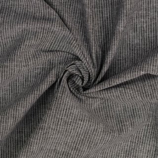 Leinen-Baumwoll Druck mit schmalen Streifen, schwarz, 129442.5001, 176g/m²