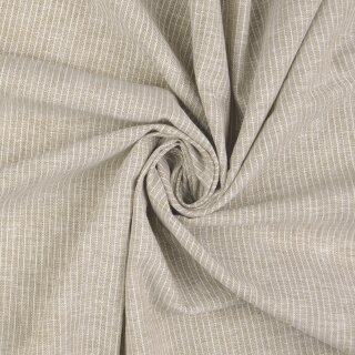 Leinen-Baumwoll Druck mit schmalen Streifen, sand, 2004355005, 176g/m²