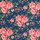 bedruckte Baumwolle mit Blüten, blau/rosa, Kim, 138744, 130g/m²